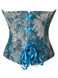 Blaues Kostüm Floral Halloween Short Torso Curvy Korsett Rückansicht