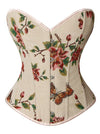Charmian Women's Renaissance Vintage Butterfly Floral Print Overbust Corset Top Apricot Main Image