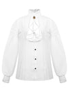 Charmian Men's Gothic Victorian Long Sleeve Ruffled Pirate Shirt with Buttons White Main Image