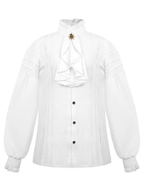 Charmian Men's Gothic Victorian Long Sleeve Ruffled Pirate Shirt with Buttons White Main Image