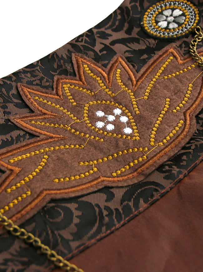 Vintage Retro Embroidered High Waist Cyberpunk Skirt Pirate Costume