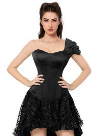 Black Bustier Corset with Straps Model View