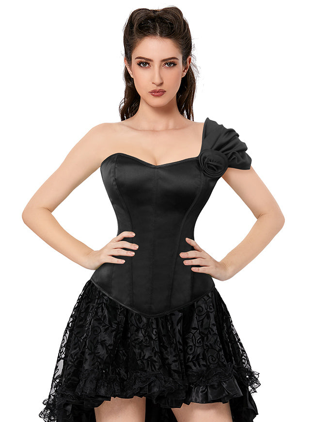 Black Bustier Corset with Straps Model View