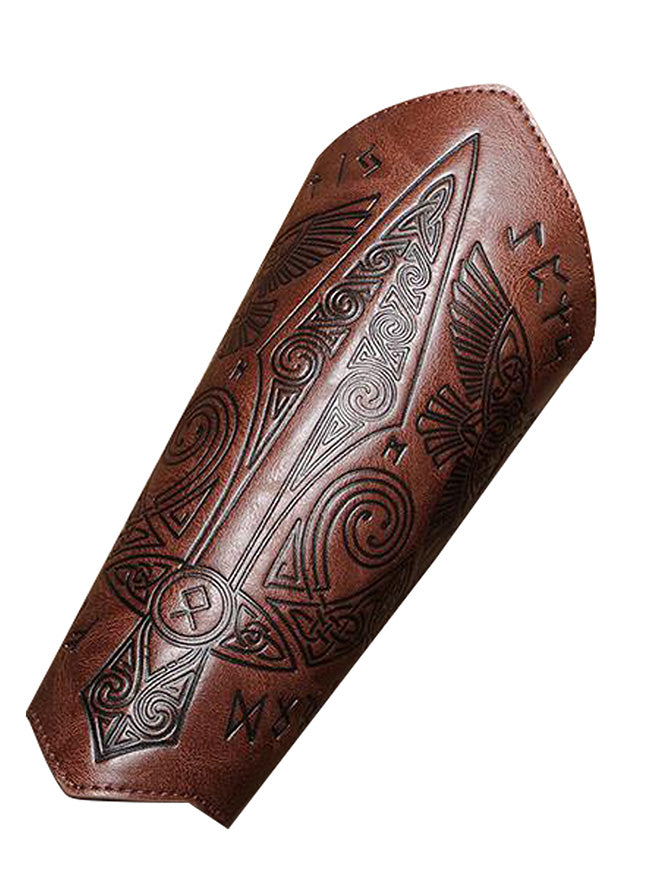 Charmian Medieval Leather Gauntlet Wristband Wrist Armor Viking Vambrace Archery Bracers Brown Main Image