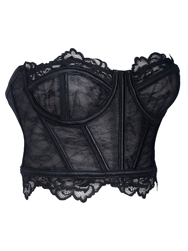 Strapless Bra Crop Tops Cutout Date Night Tops Side View