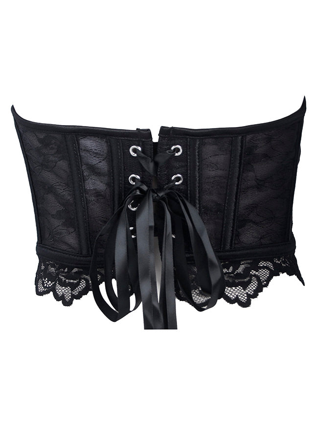 Y2K Corset Going Out Tops Black Bustier Top Back View