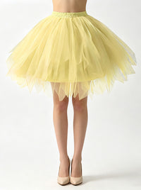 Lovely Retro Fluffy Layered Mesh Princess Pettiskirt Tulle Underskirt Ballet Skirt with Elastic Waist Model View