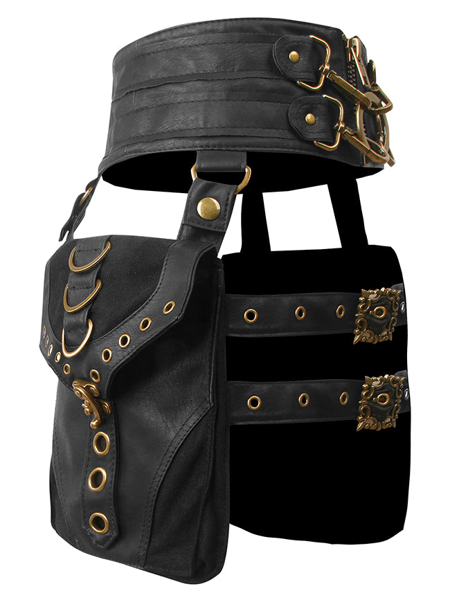 Charmian Women Steampunk Gothic Viking Leather Waist Belt Pouch Leg Bag Accessory - Black / One Size/ Belt Size: 27.6''(L)*3.4'''(W) Charmian Women Steampunk Gothic Viking Leather Waist Belt Pouch Leg Bag Accessory - Black / One Size/ Belt Size: 27.6''(L)*3.4'''(W)