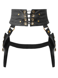 Medieval Belt Pouch Leather Hip Bag Detail View