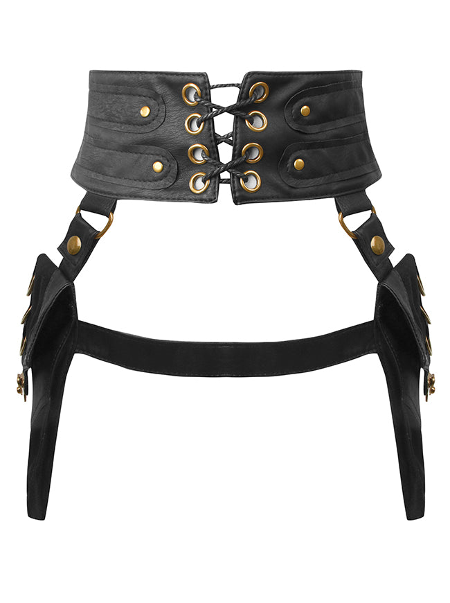 Medieval Belt Pouch Leather Hip Bag Detail View