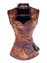 Steampunk Goth Retro Spiral Steel Boned Corset with Jacket