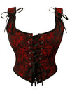 Charmian Women Renaissance Floral Overbust Corset Top Bustier Bodice with Zipper Red Main Image