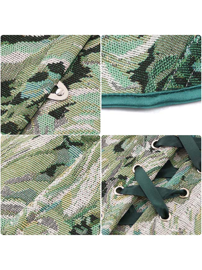 Womens Green Victorian Fairy Corset Detail View