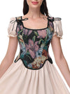 Women Renaissance Corset Top with Straps Side View