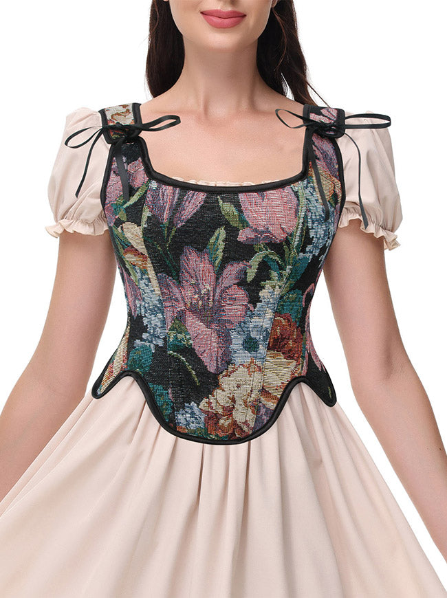 Women Renaissance Corset Top with Straps Side View
