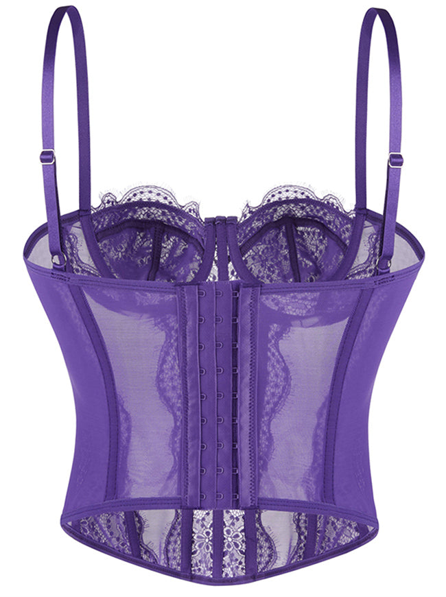 Strappy Lace Corsets for Women Push Up Back View