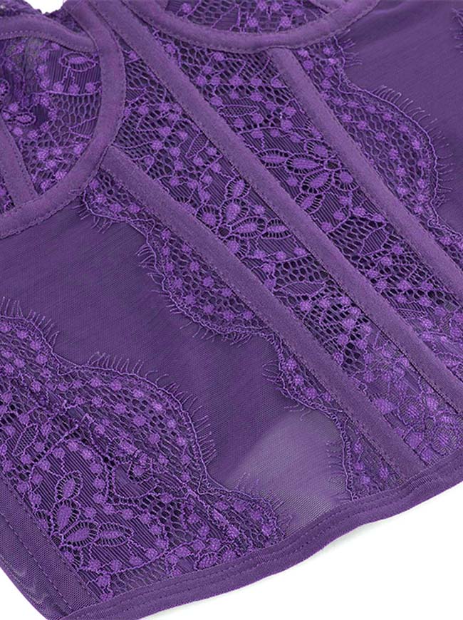 Dark Purple Lace Top for Date Night Detail View