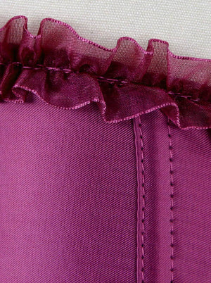 Women's Sexy Satin Push up Padded Halter Zipper Bustier Corset Top Purple Detail View