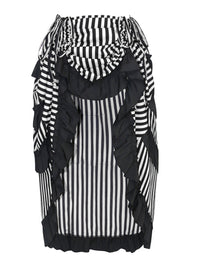 Steampunk Gothic Stripe High Low Cyberpunk Skirt Black/White Main Image