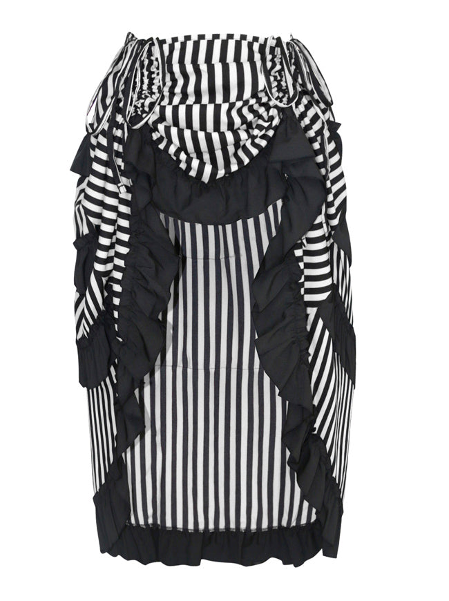 Steampunk Gothic Stripe High Low Cyberpunk Skirt