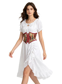 Women Renaissance Floral Corset Belt Lady Side View