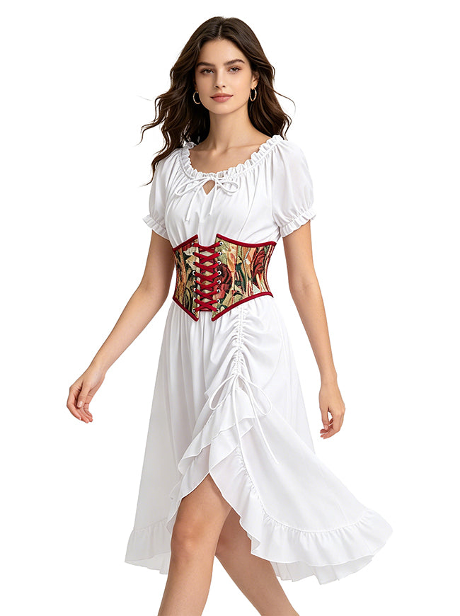 Women Renaissance Floral Corset Belt Lady Side View