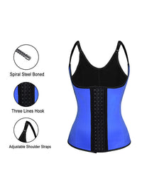 Blue Latex Steel Boned Postpartum Girdles Waist Trainer Corset