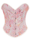 Charmian Women's Vintage Daisy Floral Print Lace Up Overbust Corset Bustier Top Pink Main Image