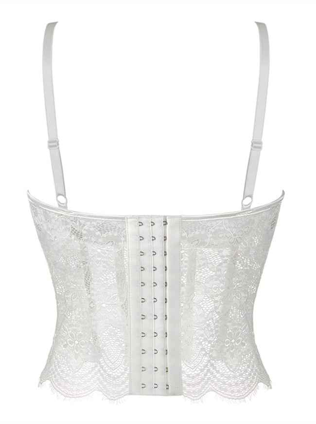 Women Floral Lace Push Up Bridal Corset Top Back View