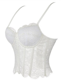 Women Boned Push Up Corset Top with Straps Side View