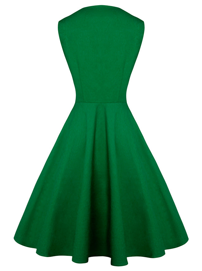 Rockabilly-Kleid mit Punktemuster für die Weihnachtsfeiertage, Rückansicht