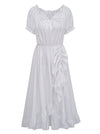 Charmian Women's Renaissance Style Off Shoulder Puff Sleeve Maxi Dress with Drawstring Hem White Main Image