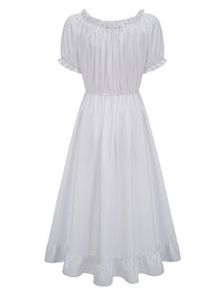 White Peasant Renaissance Fairy Dress for Party Back View