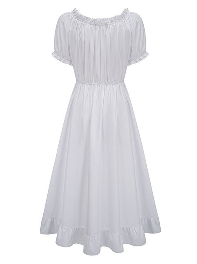 White Peasant Renaissance Fairy Dress for Party Back View