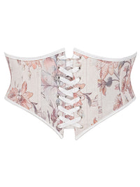 Charmian Women's Renaissance Vintage Floral Lace Up Corset Waist Belt Beige Main Image