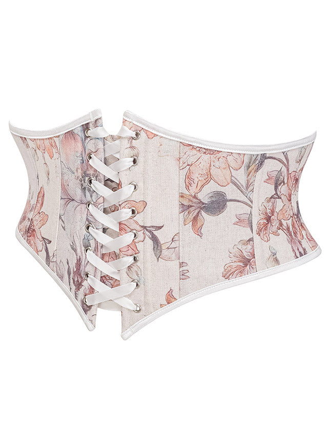Ren Faire Small Embroidered Wide Corset Waist Belt Back View