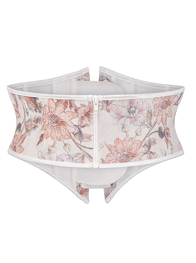 Floral Print Structured Waist Cincher Belt with Boned Detail View