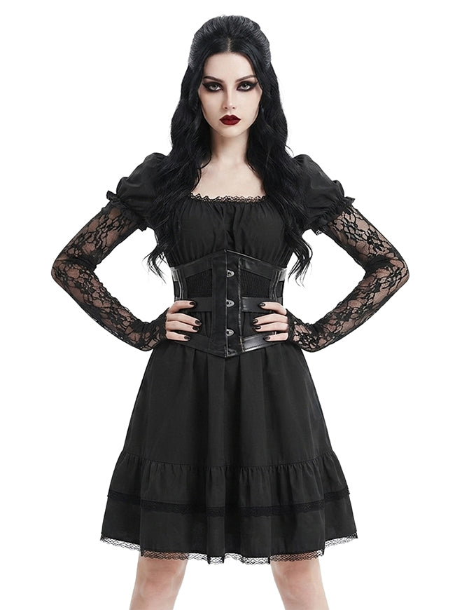 Gothic Wide Waist Girdle Corset Black Underbust Corsets Side View