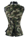 Corset serre-taille gothique en spirale en acier désossé pour femmes avec veste et ceinture Camouflage vue arrière