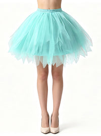 Lovely Retro Fluffy Layered Mesh Princess Pettiskirt Tulle Underskirt Ballet Skirt with Elastic Waist Model View
