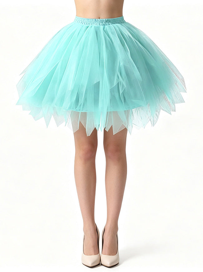 Lovely Retro Fluffy Layered Mesh Princess Pettiskirt Tulle Underskirt Ballet Skirt with Elastic Waist Model View