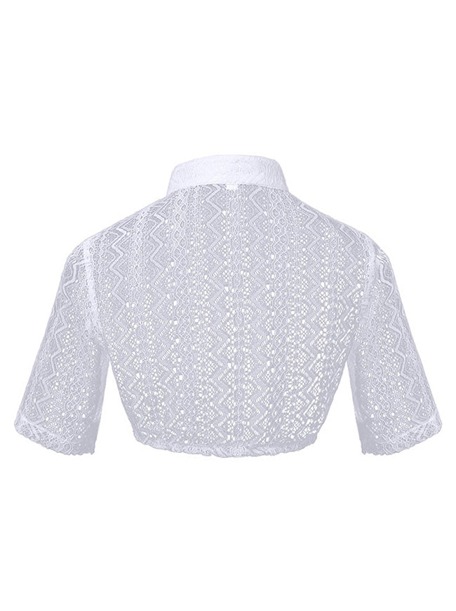 White Lace Oktoberfest Shirt Bavarian Costume Outfits Side View
