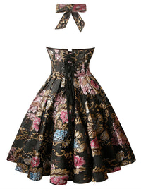 فستان نسائي من قماش الجاكار المزخرف بالزهور - عرض الموديل