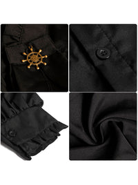 Vintage Ruffled Tuxedo Shirt Pirate Costume Top Detail View