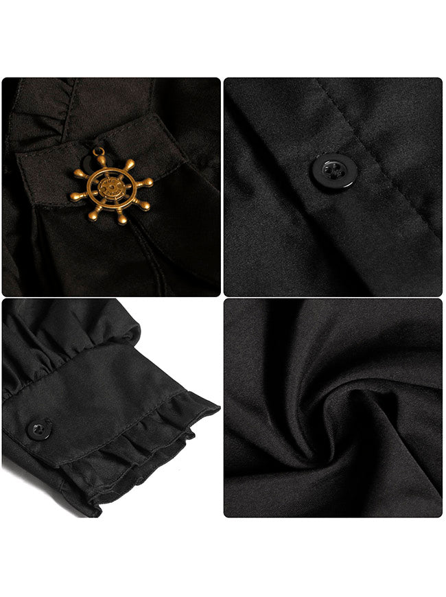 Vintage Ruffled Tuxedo Shirt Pirate Costume Top Detail View