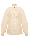 Charmian Men's Gothic Victorian Long Sleeve Ruffled Pirate Shirt with Buttons Ivory Main Image