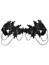 قلادة نسائية من Charmian بتصميم Steampunk Gothic مطرزة بسلسلة من الدانتيل على الكتف مع ياقة كيب باللون الأسود - الصورة الرئيسية