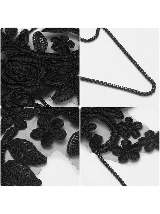 Black Lace Choker Necklaces for Women Victorian Detail View