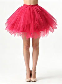 Lovely Retro Fluffy Layered Mesh Princess Pettiskirt Tulle Underskirt Ballet Skirt with Elastic Waist Model View