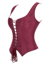 Vintage Lace Up Corset Vest for Women Renaissance Pirate Detail View